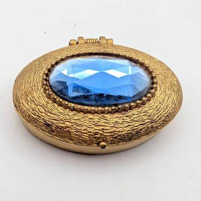 Sale Photo Thumbnail #15: Helena Rubenstein Heaven Scent Perfume Compact with Blue Rhinestone