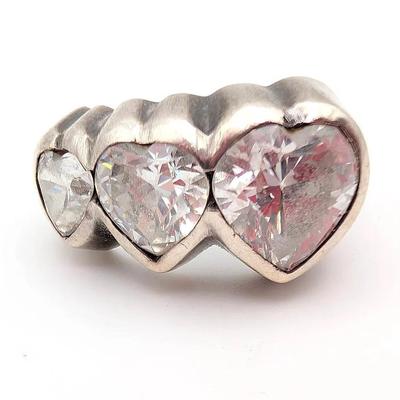 Sale Photo Thumbnail #24: Sterling Hearts Ring Size 7