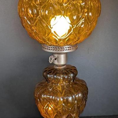 Sale Photo Thumbnail #178: Vintage Amber Glass 3 Way Gone With the Wind Globe Lamp