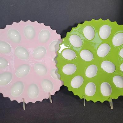 Sale Photo Thumbnail #84: Two Ceramic Deviled Egg Plates by Global Design Connection/Kate Williams