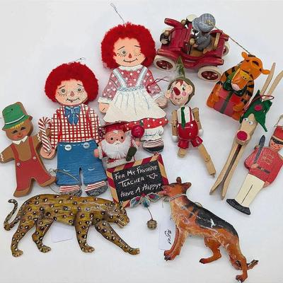 Sale Photo Thumbnail #205: Misc. Vintage Ornament Lot Including Raggedy Ann and Andy