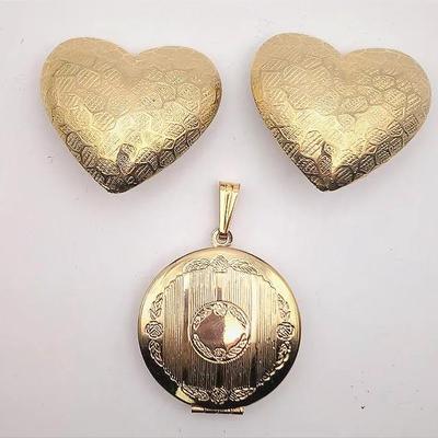 Sale Photo Thumbnail #9: Vintage Gold Tone Heart Clip On Earrings | Vintage Sarah Coventry Locket
