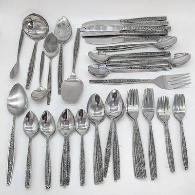 Sale Photo Thumbnail #173: Vintage Stainless Steel Flatware Set | 71 Pieces | Made In Korea