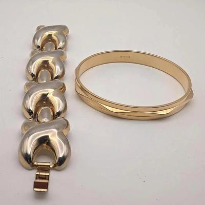 Sale Photo Thumbnail #8: Two Gold Tone Vintage Bracelets | Monet Bangle | Large Link Bracelet  