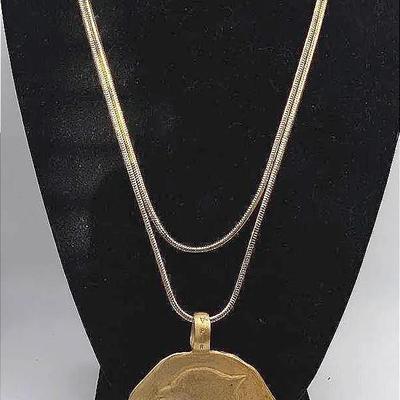 Sale Photo Thumbnail #245: Agatha Paris Viking Ship Dolphin Pendant with Gold Tone Liz Claiborne Chain