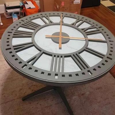 Sale Photo Thumbnail #90: Table Made from Round Wall Clock with Pedestal Base