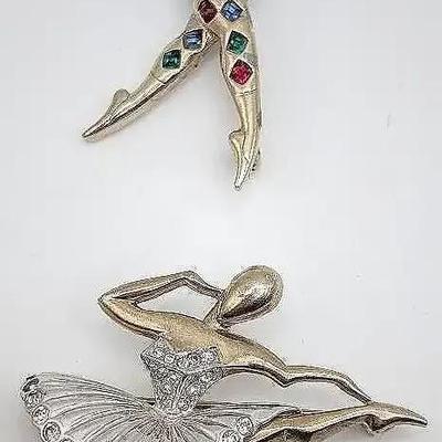 Sale Photo Thumbnail #111: Signed Marcel Boucher Dancer Brooches | Sonia Ballerina | Harlequin Male Dancer