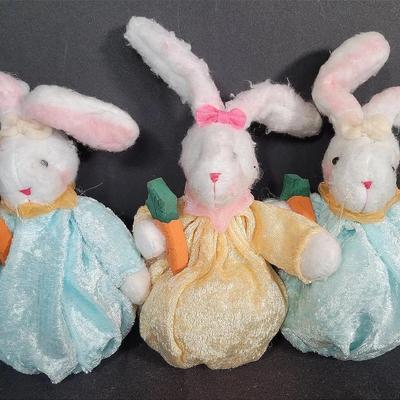 Sale Photo Thumbnail #79: Three Plush Easter Bunny Rabbits with Poseable Ears