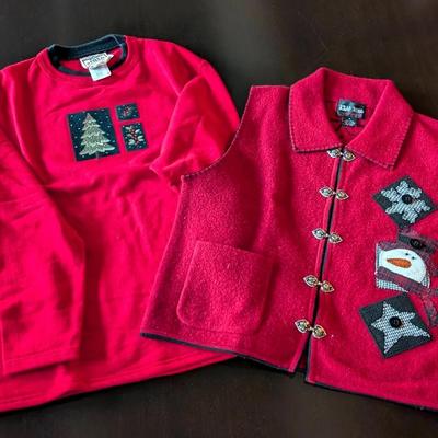 Sale Photo Thumbnail #219: Wool Snowman Vest by Scrap Work | Fleece Long Sleeve Shirt with Christmas Tree 