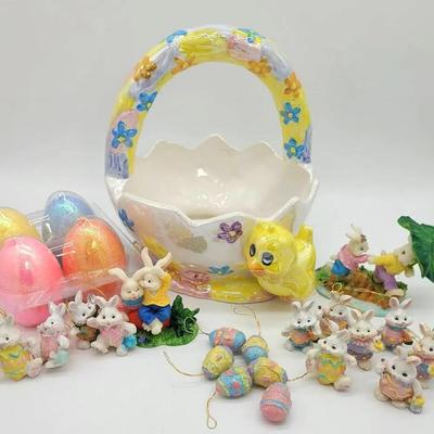 Sale Photo Thumbnail #81: Vintage Easter Decor Lot | Ceramic Basket | Egg Candles | Easter Figures | Easter Ornaments