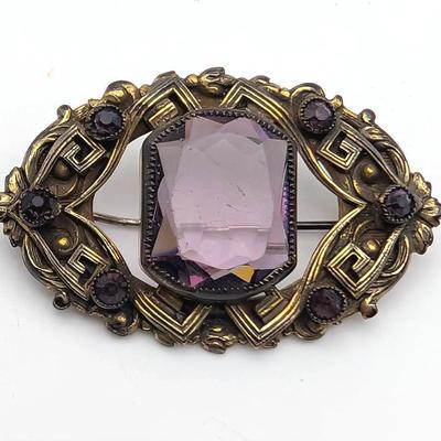 Sale Photo Thumbnail #117: Antique Purple Glass Brooch