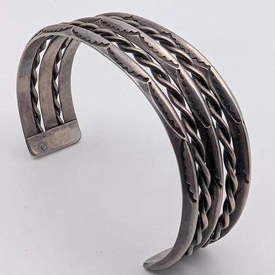 Sale Photo Thumbnail #59: Silver Tone Cuff Bracelet with