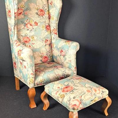 Sale Photo Thumbnail #158: Calico Doll Size Wingback Chair and Ottoman