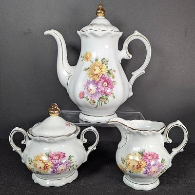Sale Photo Thumbnail #180: Made in Germany Bavarian China "Winterling" Teapot | Creamer | Sugar Set
