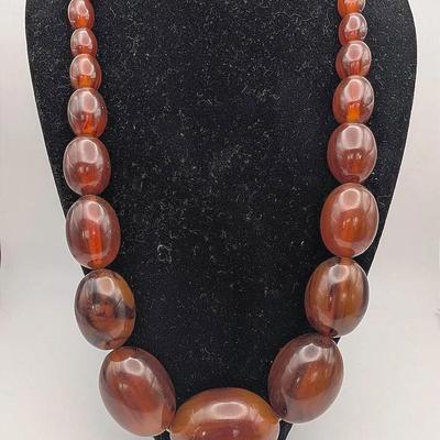 Sale Photo Thumbnail #60: Faux Amber Graduated Beaded Necklace