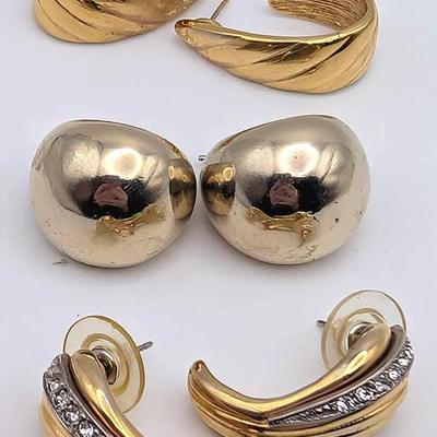 Sale Photo Thumbnail #36: 3 Pair of Vintage Gold Tone Pierced Earrings