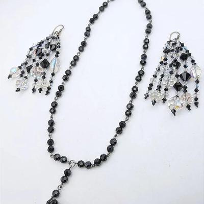 Sale Photo Thumbnail #49: Black Beaded Necklace | Beaded Fishhook Earrings