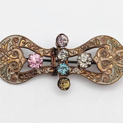 Sale Photo Thumbnail #125: Vintage Ornate Rhinestone Brooch