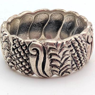 Sale Photo Thumbnail #134: Sterling Silver Band Ring | Earth | Water | Wind | Size 9