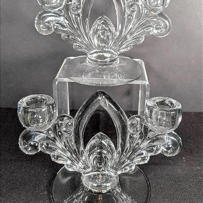 Sale Photo Thumbnail #176: Pair of Cambridge Glass Arch Double Candlestick Holders