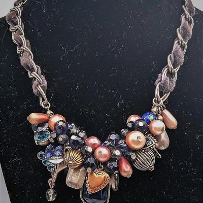 Sale Photo Thumbnail #12: Vintage Statement Bauble Necklace with Velvet Ribbon