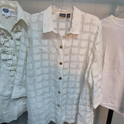 (3)White Long Sleeve Shirts By Diane Gilman, Caicos, Chil,   Sizes Large 