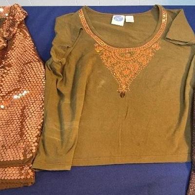  Metallic Blouses (Acrylic, cotton/polyester/spandex By Colleen Looez, Diane Gilman, Liz 