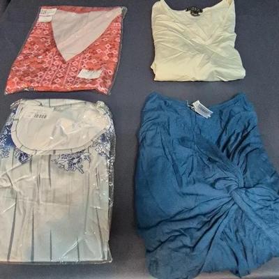 Pink Abstract V-neck Shirt New, Floral Louse New, Garilyn V,- Neck Shirt, Vanity Blue Knotted Blouse