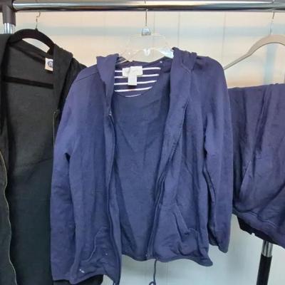 Warmup Set With Jacket & Pants. Long Hoodie By Diane Gilman & Sport Savvy, Sizes Large 