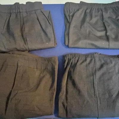 (4) Black Cotton/Spandex Pants Size M-L 14  (Marla Wynne, Diane Gilman, Victor Costa Occasion) 