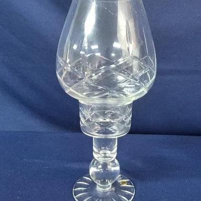 Vintage Two-piece Crystal Hurricane Candle Lamp 