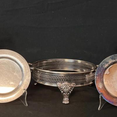 Silver-Plated Serving & Tableware Group with Glass Pitcher (5 Pieces)