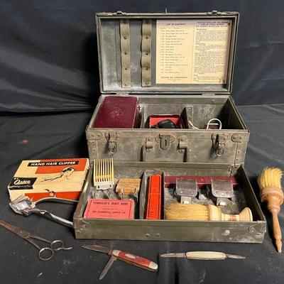 U.S. Army Military Barber Tool Kit in Case with Wahl & Oster Clippers and Accessories