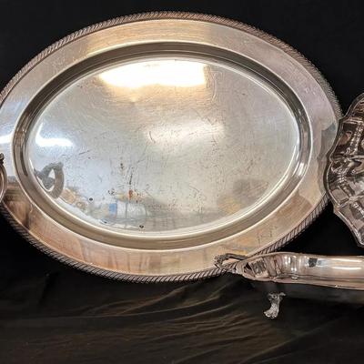 Silver-Plated Serving Plate, Tray, Water Pitcher, Scalloped Bowl & Covered Vegetable Bowl (Vintage)