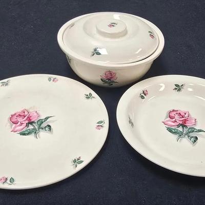 Vintage Household Institute “Rhythm Rose” Pattern Serving Set – 4 Pieces