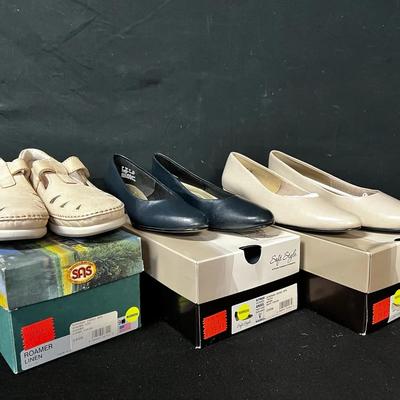Women’s Size 9 Narrow Shoes — SAS & Soft Style by Hush Puppies (3 Pairs)