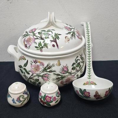 Portmeirion Botanical Soup Tureen with Ladle, Salt & Pepper Set