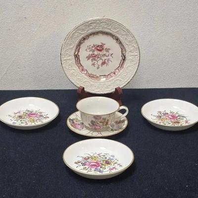 Vintage Limoges France, Royal Worcester & Crown Devon Fine China Lot (6 Pieces)