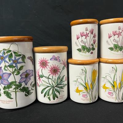 Portmeirion Botanic Garden Ceramic Kitchen Canisters (Set of 6)