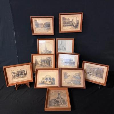 Framed Wooden Historical Prints — Montgomery, Alabama (11 Pieces)
