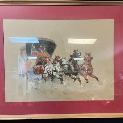 Eugène Péchaubès Hand-Colored Print “La Diligence”