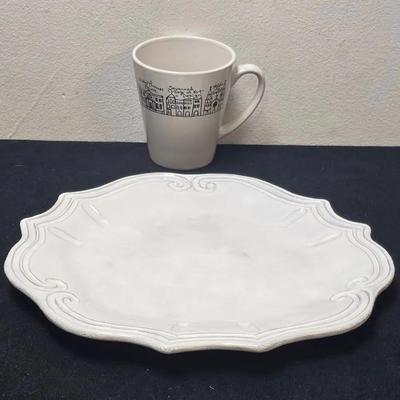 Vintage VIETRI Incanto Stone Baroque Plate, SAVANNAH Mug Design By Donna Sue Chesborough