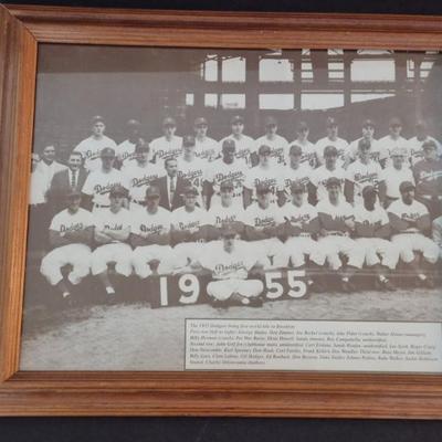 Framed 1955 Brooklyn Dodgers First World Series Win Team Photo - 16" x 13"