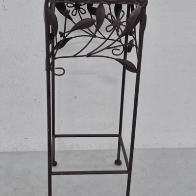 Rustic Hammered Metal Plant Stand - 8" Square x 20" Tall