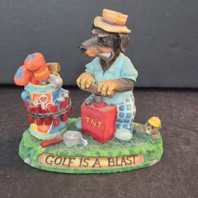 Enesco David Olsen Dog Gone Golf "Golf is a Blast" Figurine - 4½" Tall