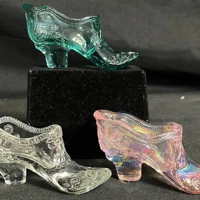 Set Of 3 Mossier Glass Slippers 