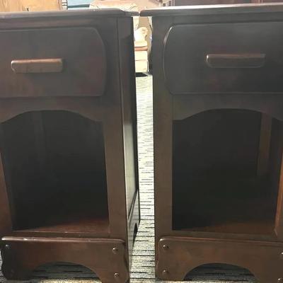 Pair of Dark Cherry Nightstands with Dovetail Drawers