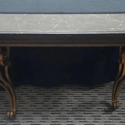 Wall Mount Pressed Wood Entry Table Table With Distressed Top & 2 Gold Metal Legs