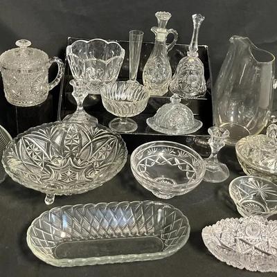 Assortment of Cut Crystal & Pressed Glass Serveware - Set #1
