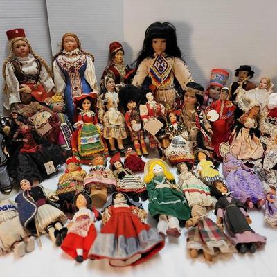 Collection of 37 Souvenir Dolls in National Costumes